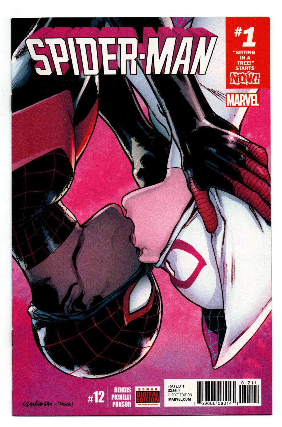 Spider-Man #12 - Miles Morales Gwen Stacy First Kiss - 2016 - NM