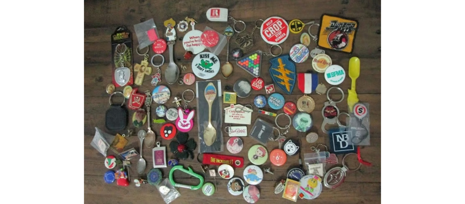 Large Junk Drawer Lot Pins Keychains Buttons Spoons