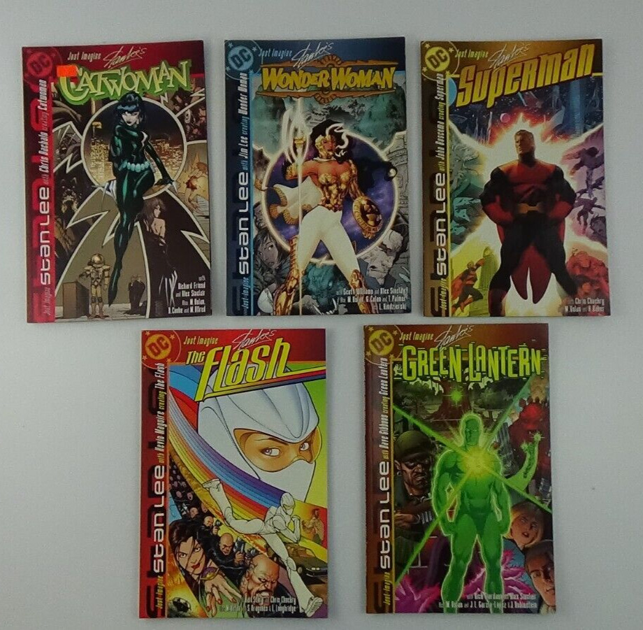 Lot of 5 Stan Lee Just Imagine Books DC Superman Green Lantern Paperbacks #05-20