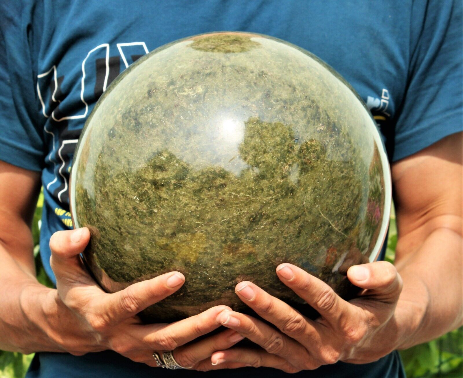 Huge 25cm Green Vesuvianite Crystal Quartz Healing Energy Stone Sphere Globe