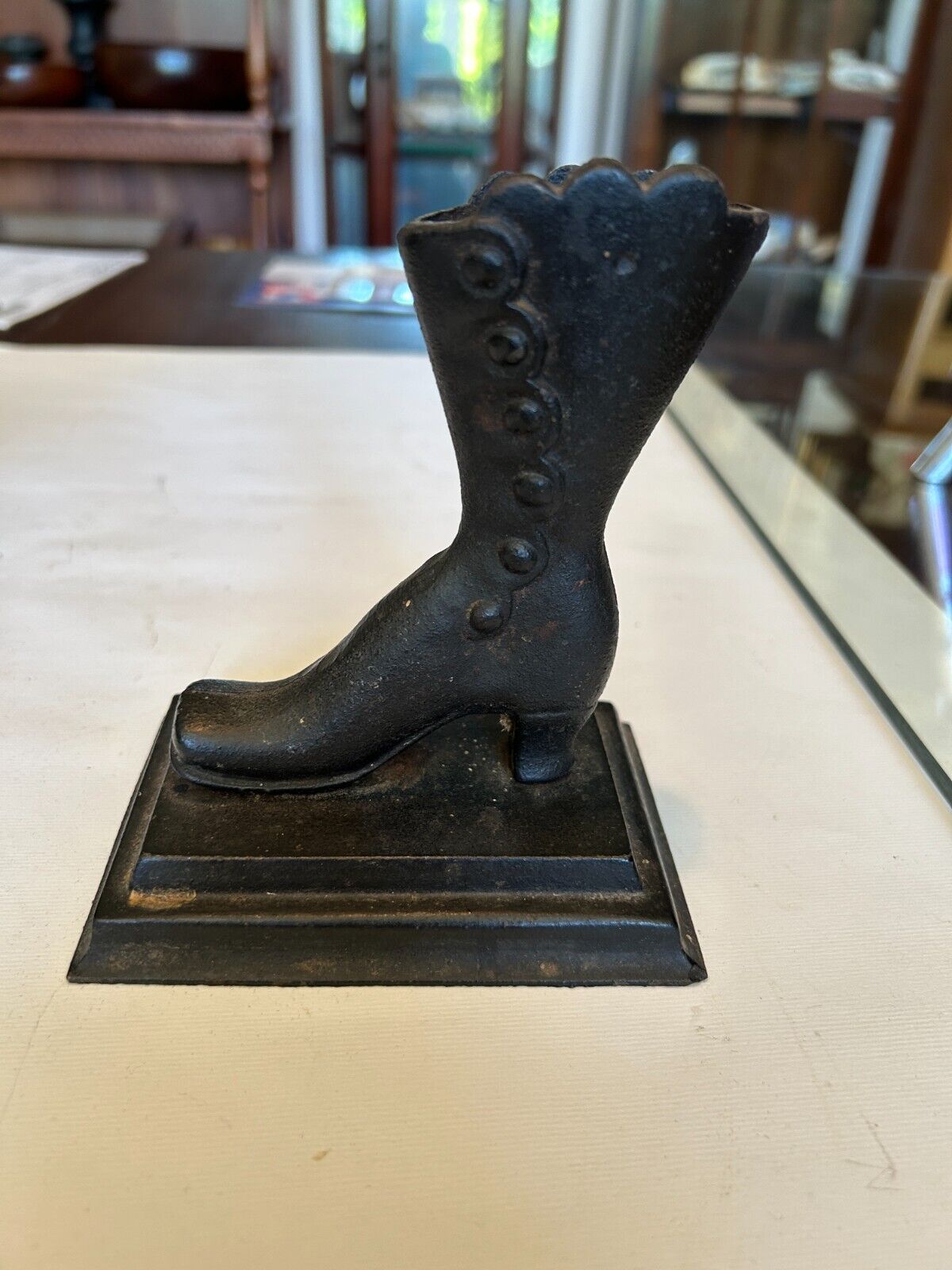 Antique Victorian Cast Iron Boot Match Holder