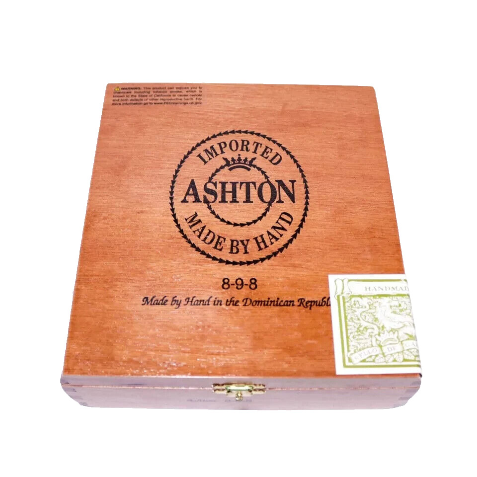 Ashton 8-9-8 Empty Wooden Cigar Box 7.25\