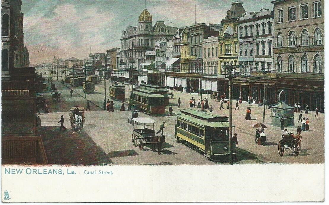 Vintage 1908 New Orleans Canal St postcard