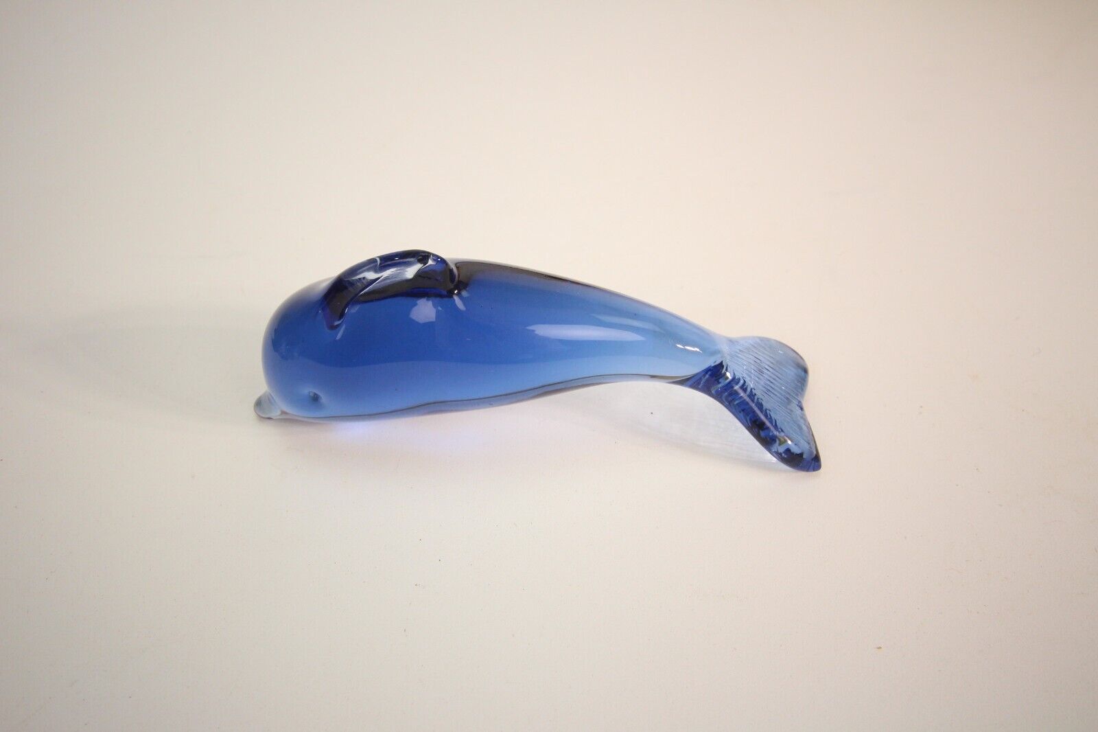 Wedgwood England Blue Glass Dolphin Figurine Paperweight Decor Vintage Rare Gift