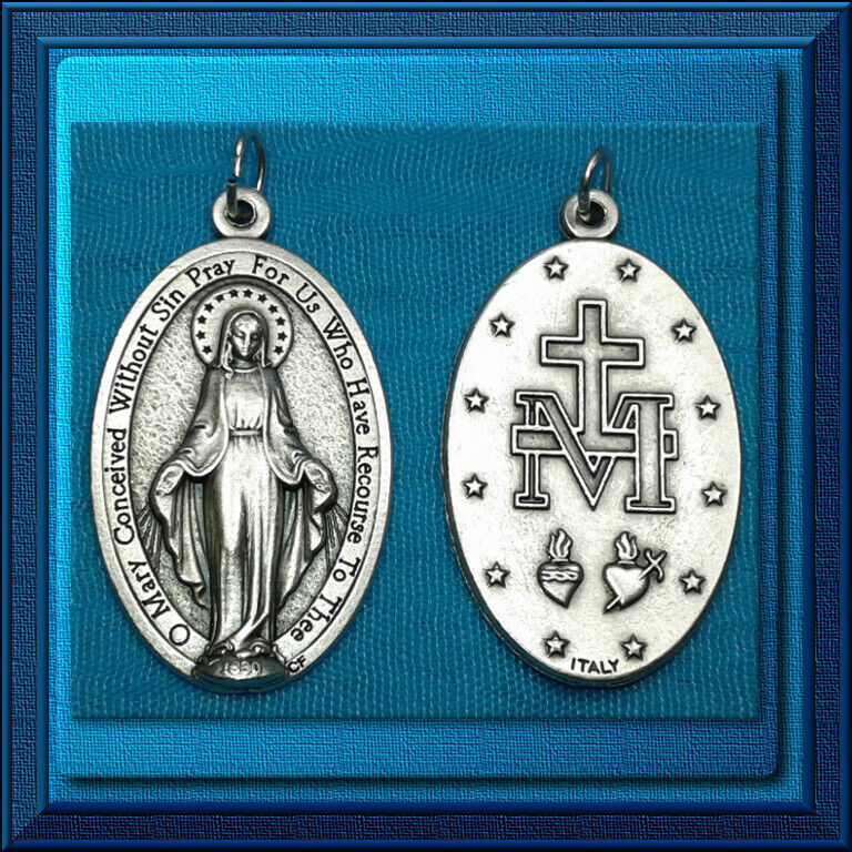 Miraculous Medal Virgin Mary 1 3/4\