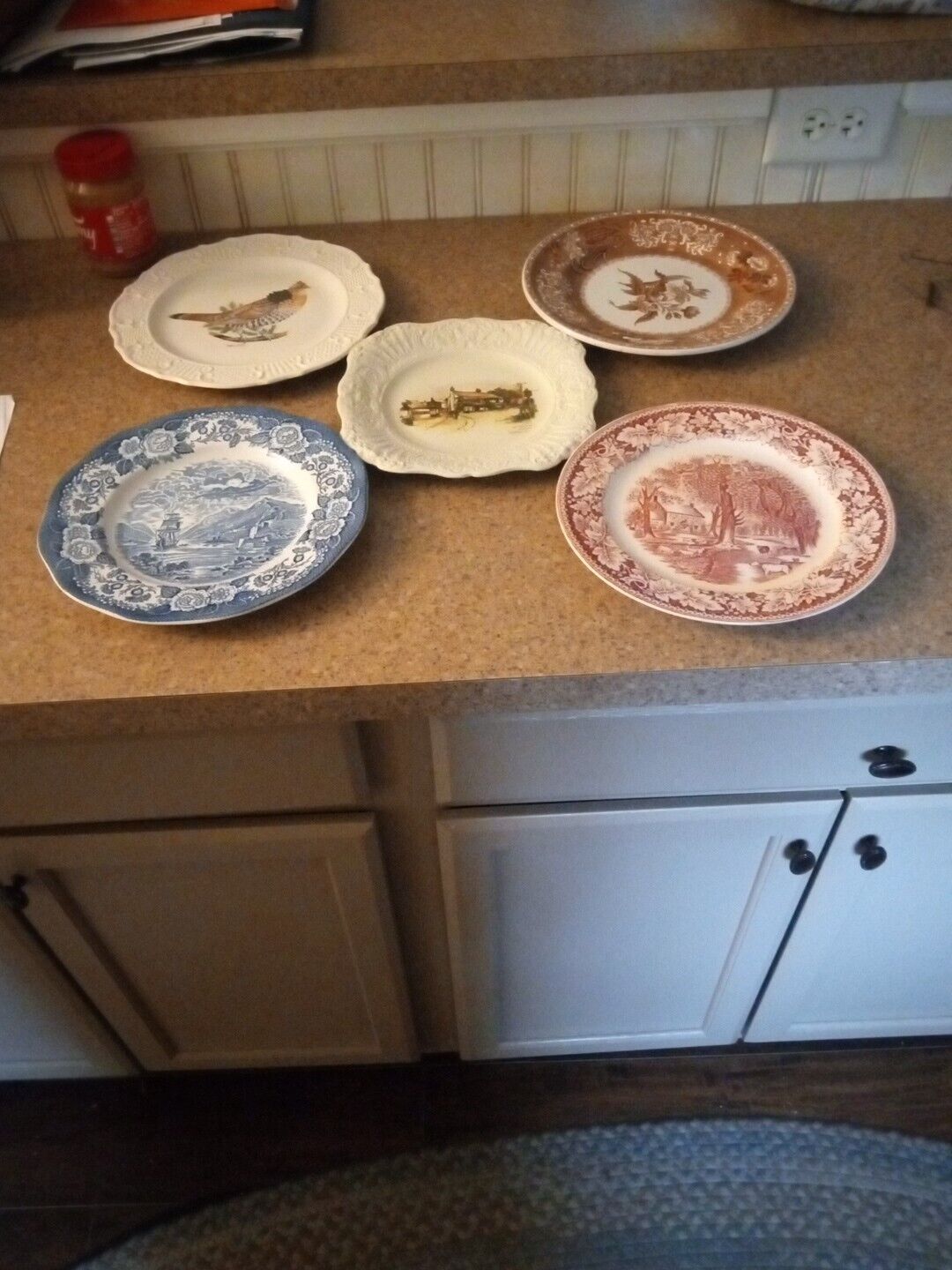 Lot Of Five Antique Plates All Old 