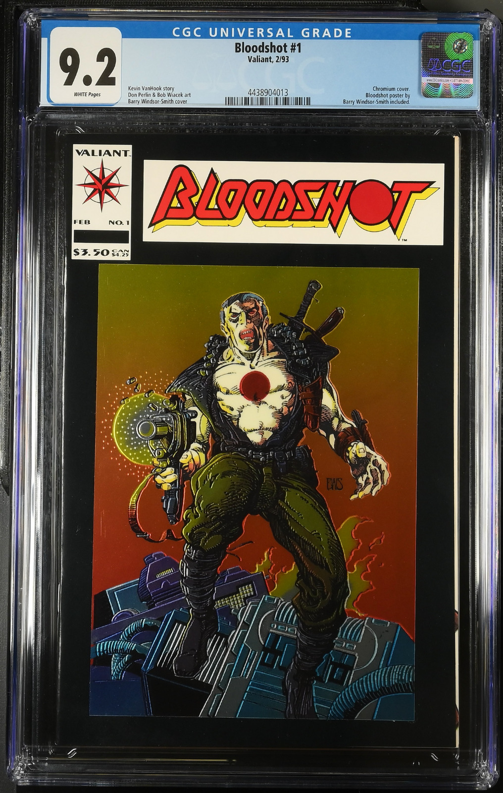 Bloodshot #1, CGC 9.2, New Slab White Pages Chromium Cover 