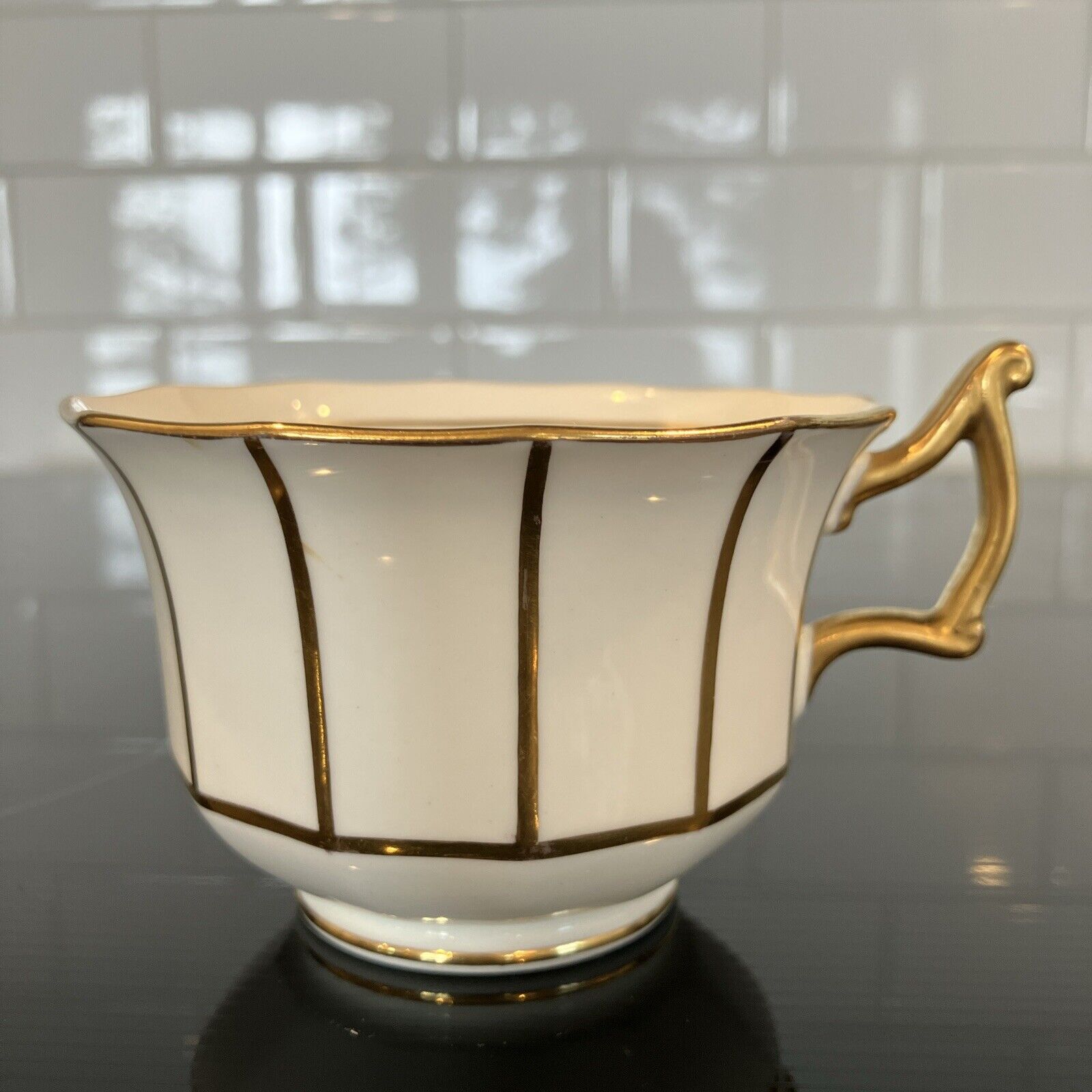 Antique Caulden China Tea Cup, Made for Tiffany & Co., NY, Gold Trim