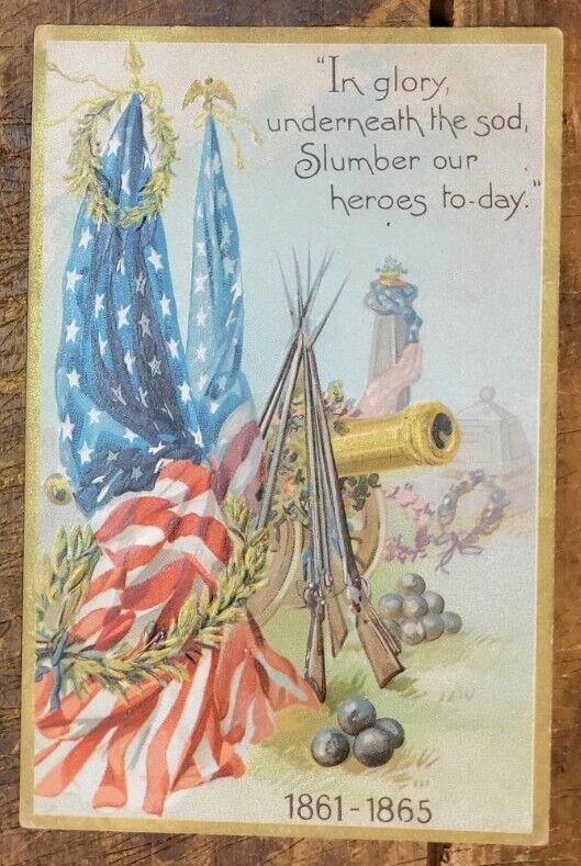 Memorial Day Decoration Day Series 107 TUCKS Patriotic Postcard - Cannon & Flags