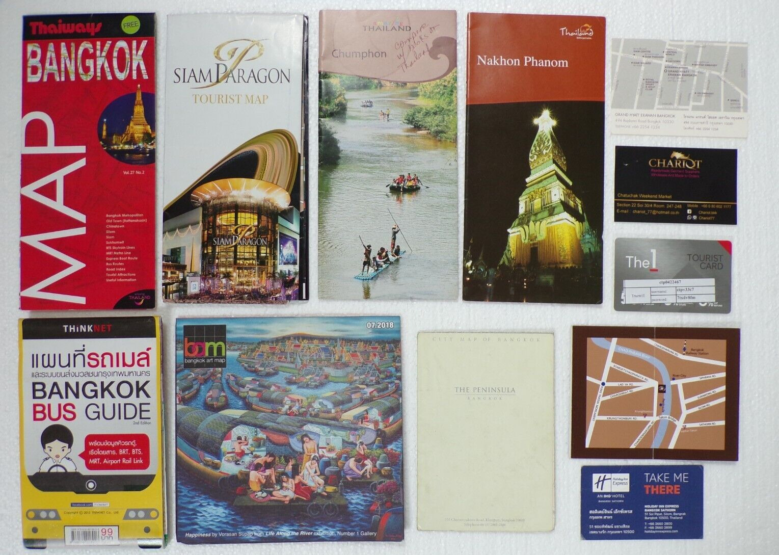 BANGKOK THAILAND LOT OF 7 TRAVEL BROCHURES MAPS + 5 HOTEL CARDS PAPER EPHEMERA