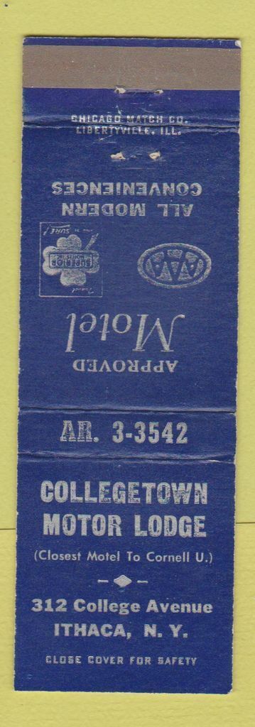 Matchbook Cover - Collegetown Motor Lodge Ithaca NY