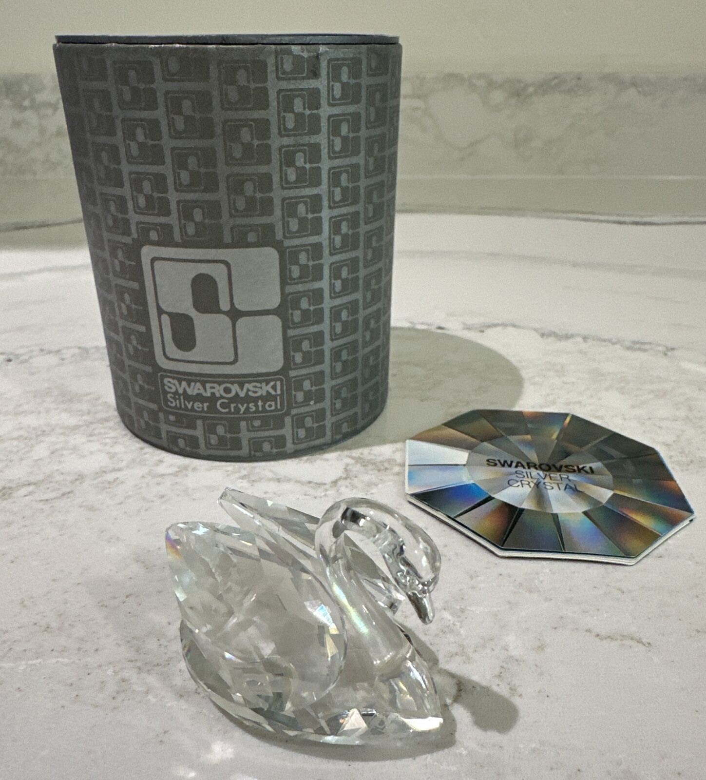 Swarovski Silver Crystal Medium Swan Figurine in Box (SL)