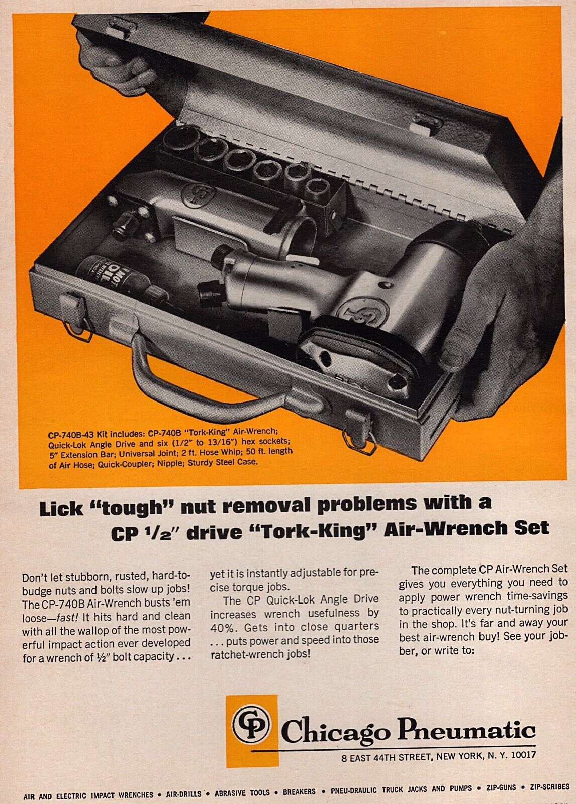 1965 Chicago Pneumatic Tork-King Air Wrench Set Original Print Ad
