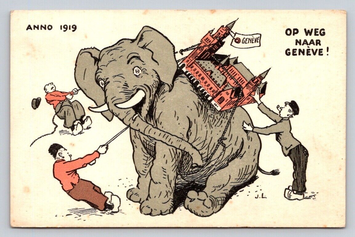 WWI 1919 Fantasy Elephant Carries Dutch Peace Palace To Geneva P160A