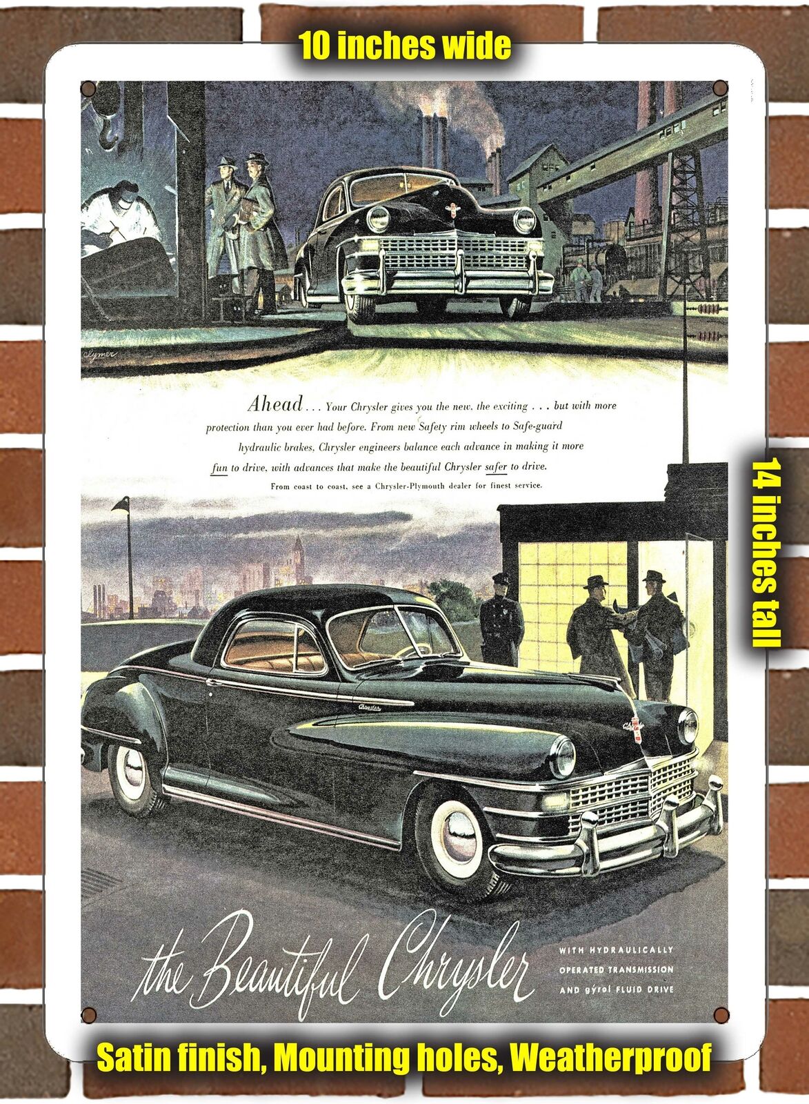 Metal Sign - 1947 Chrysler Three-Passenger Coupe- 10x14 inches