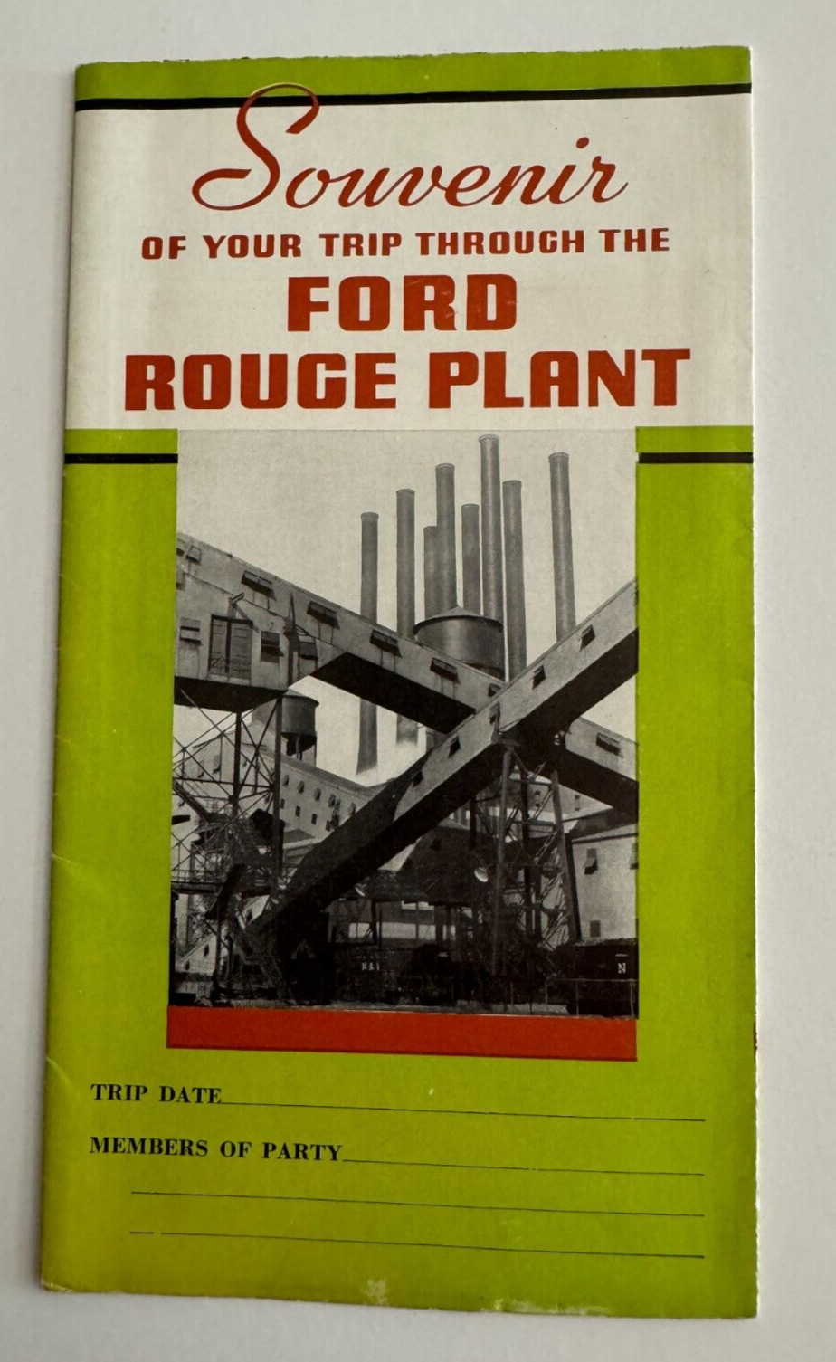 Vtg 1937 Ford Rouge Plant Souvenir Brochure Map Dearborn MI cars autos illustd