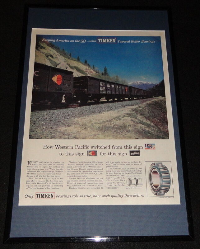 1955 Timken Roller Bearings Framed 11x17 ORIGINAL Advertising Display 