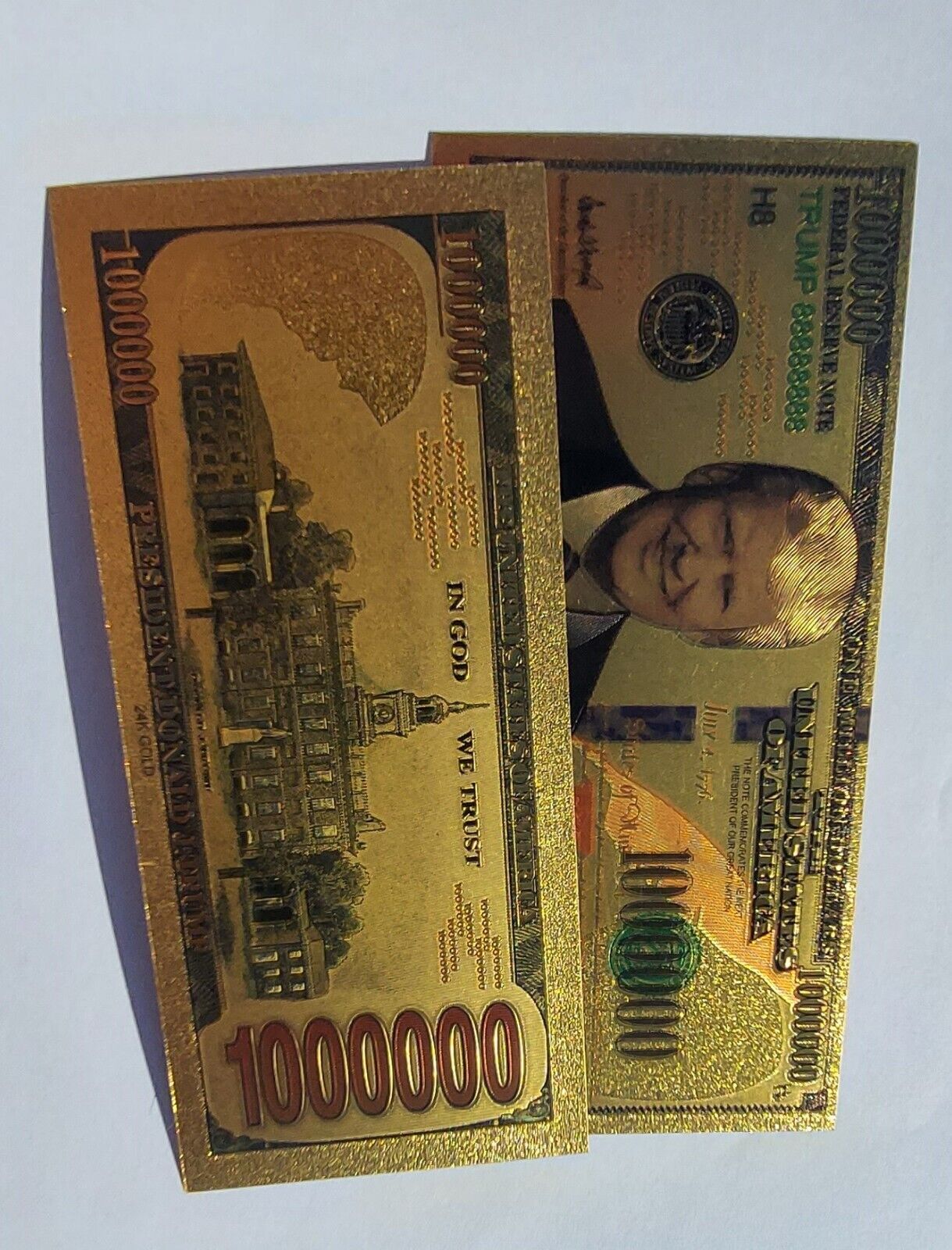 10Pcs $1million President Donald Trump Money Gold Plated Banknote For Collection