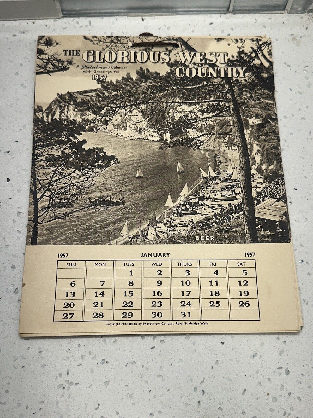 Vintage 1957 Glorious West Country Black & White  Pictures Collectible Calendar