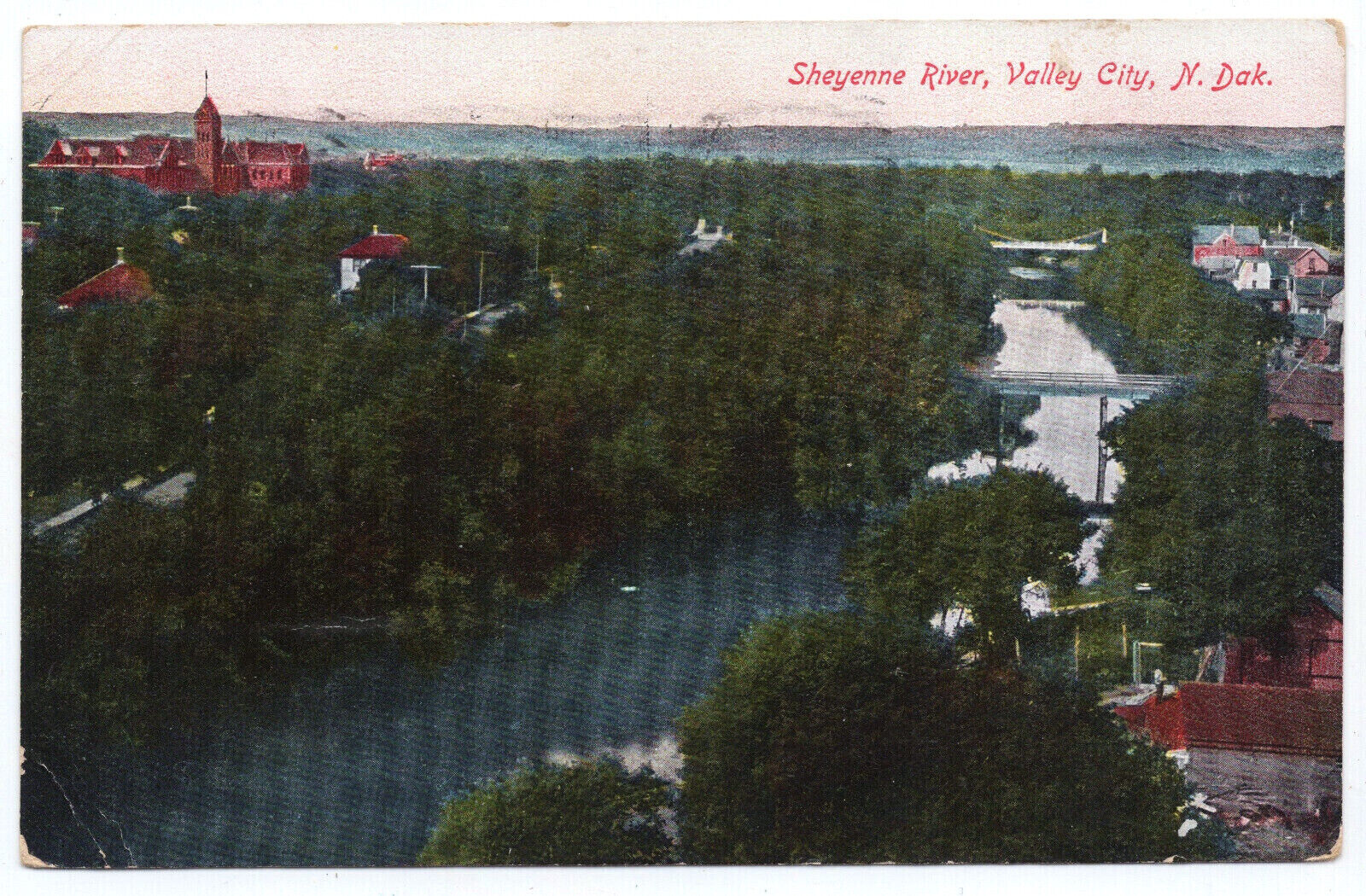 1910 Valley City ND Postcard North Dakota Sheyenne River Antique DB Posted