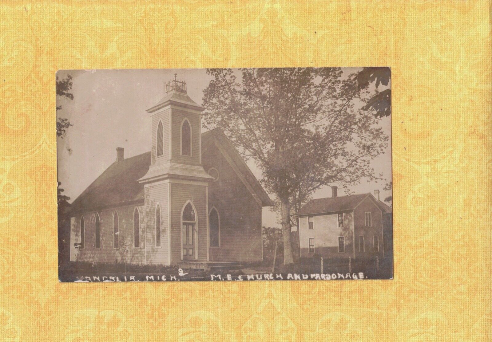 MI Vandalia 1908-29 RPPC real photo postcard Methodist Episcopal Church Michigan