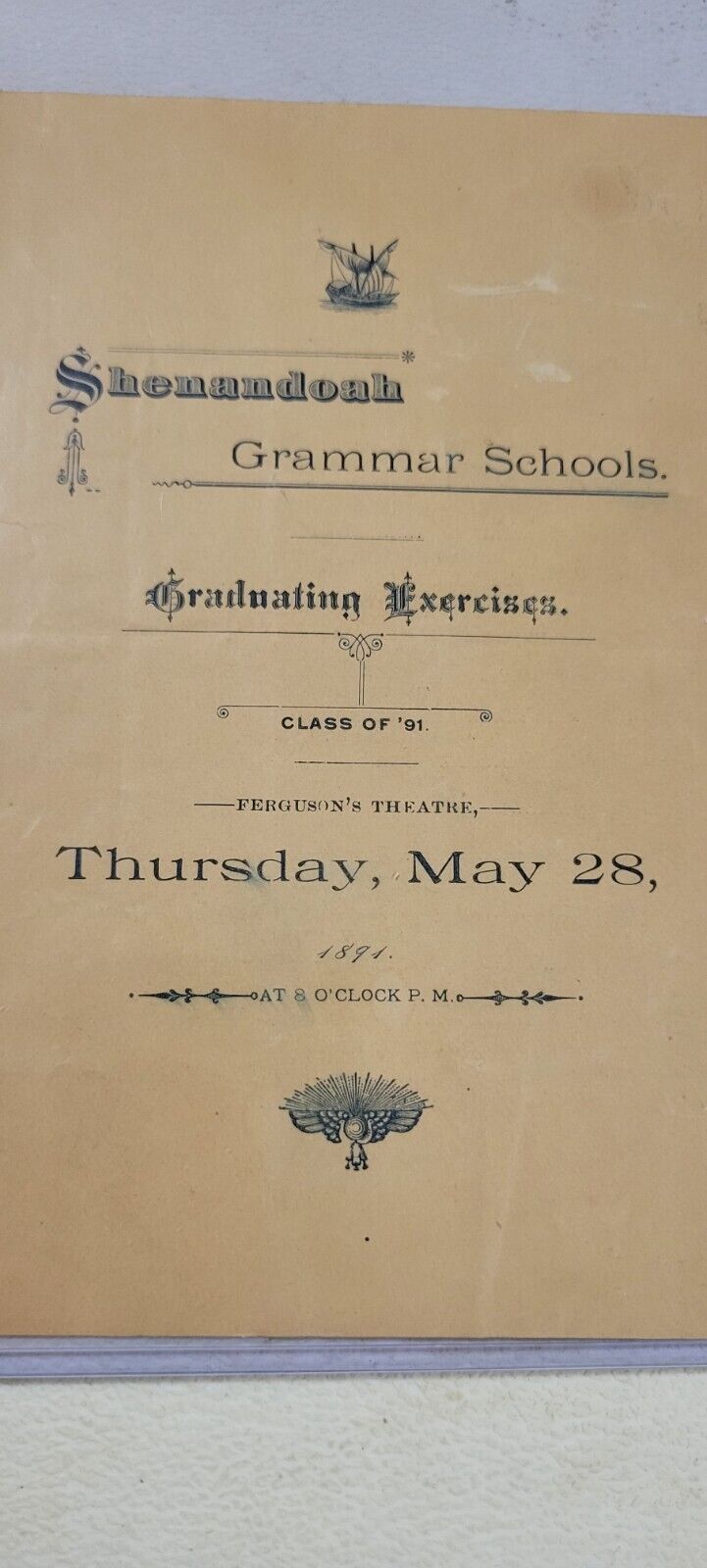 Rare Historical class of 1891 Shenandoah PA grammar school advertisement program