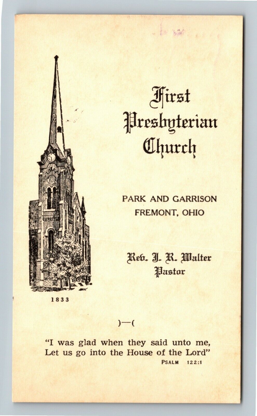 Fremont OH-Ohio, First Presbyterian Church Vintage Souvenir Postcard
