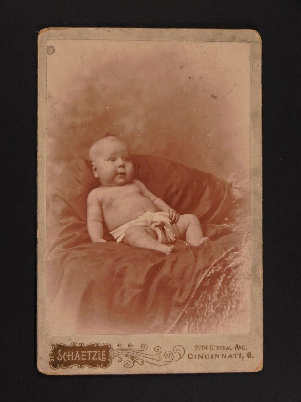 Vintage black & white photograph of baby
