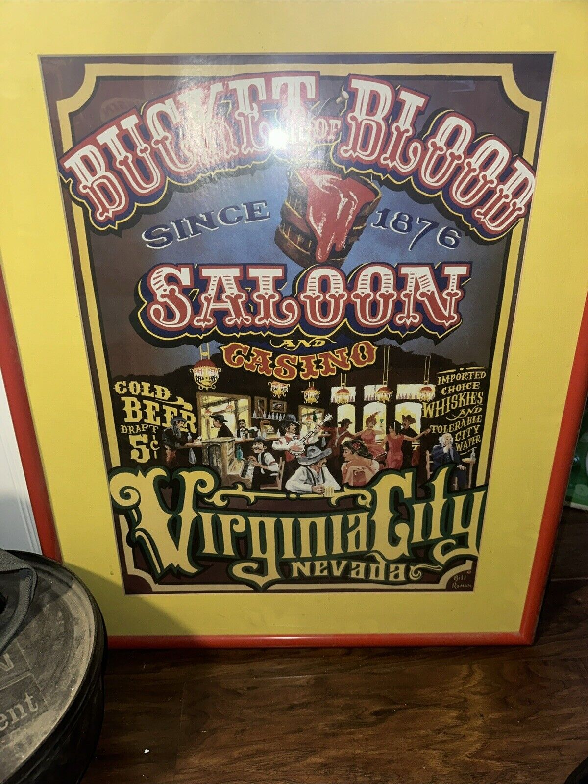 RARE Full Size Poster Bucket Of Blood Casino  Virginia City, Nevada.