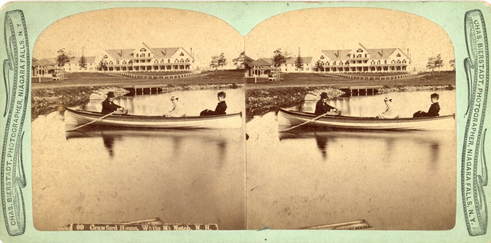 circa 1880\'s Bierstadt stereoview photo card, Crawford House, NH