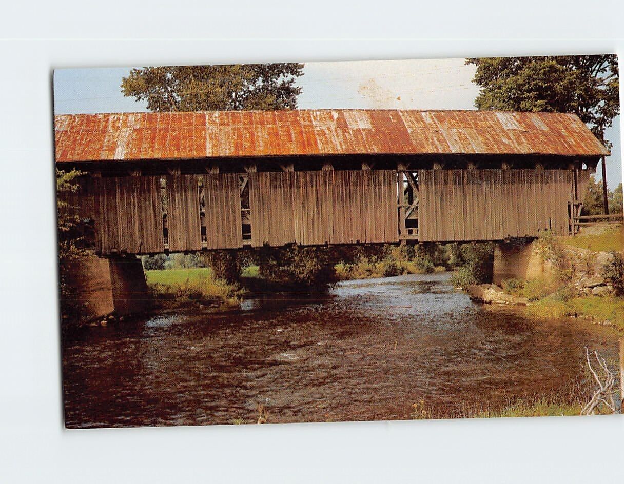 Postcard Covered Bridge Spanning Black River Coventry Vermont USA
