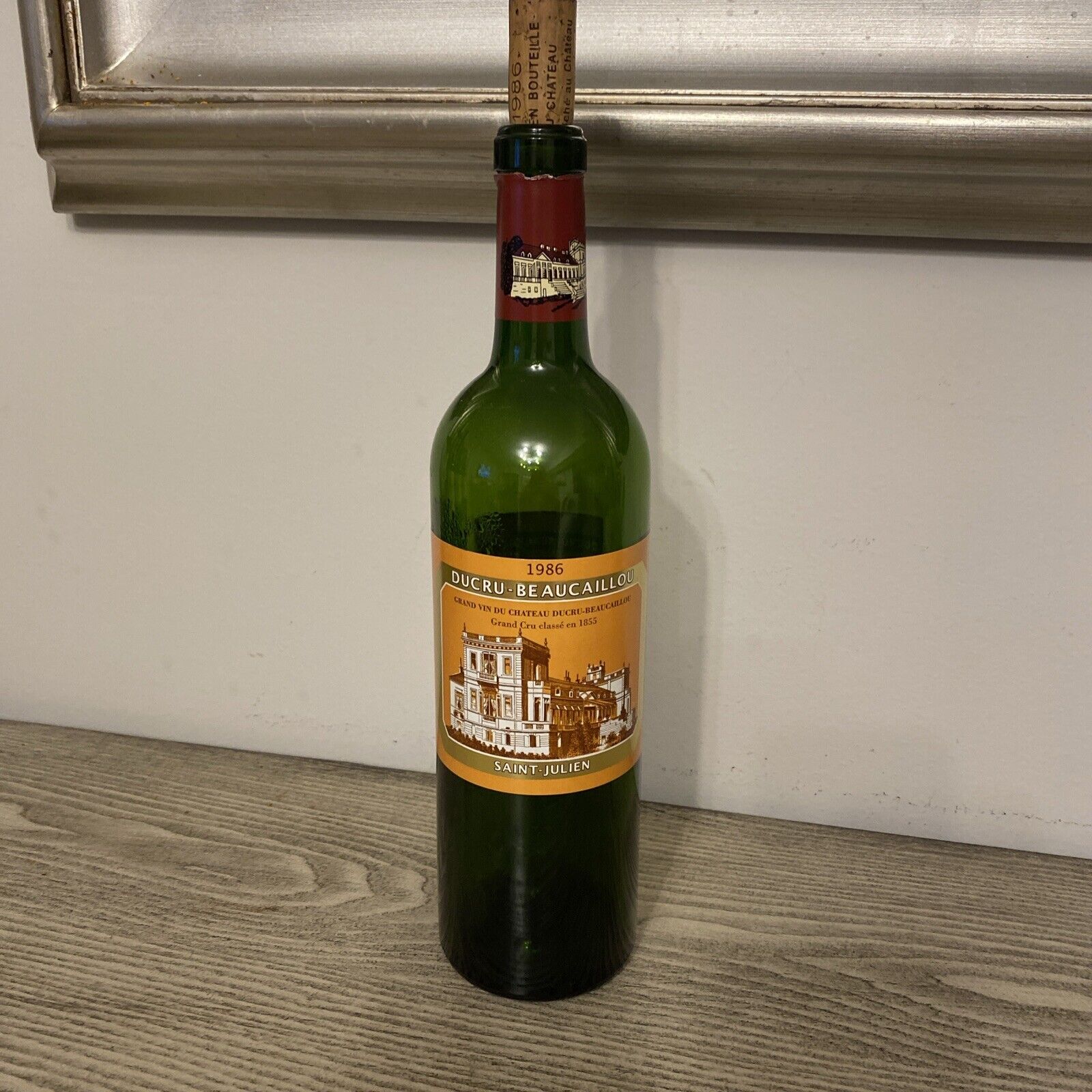 Chateau Ducru Wine Bottle Empty Saint Julien 1986 France Collectible With Cork