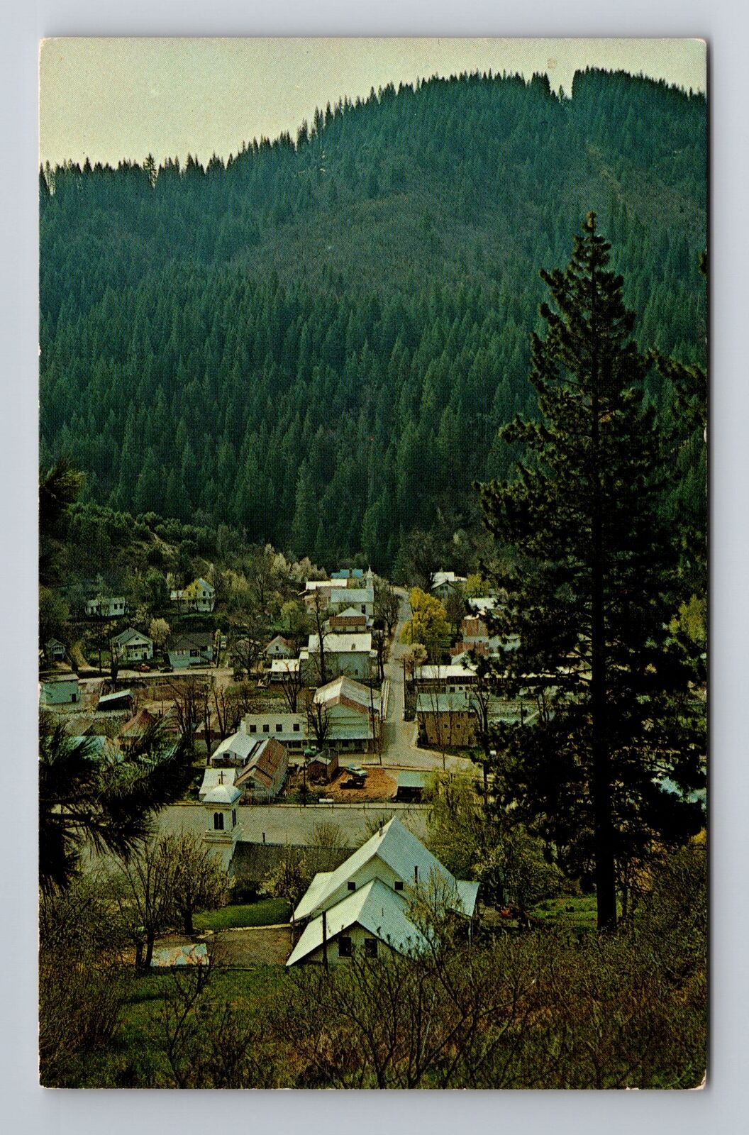Downieville CA-California, Birds Eye View Downieville, c1972 Vintage Postcard