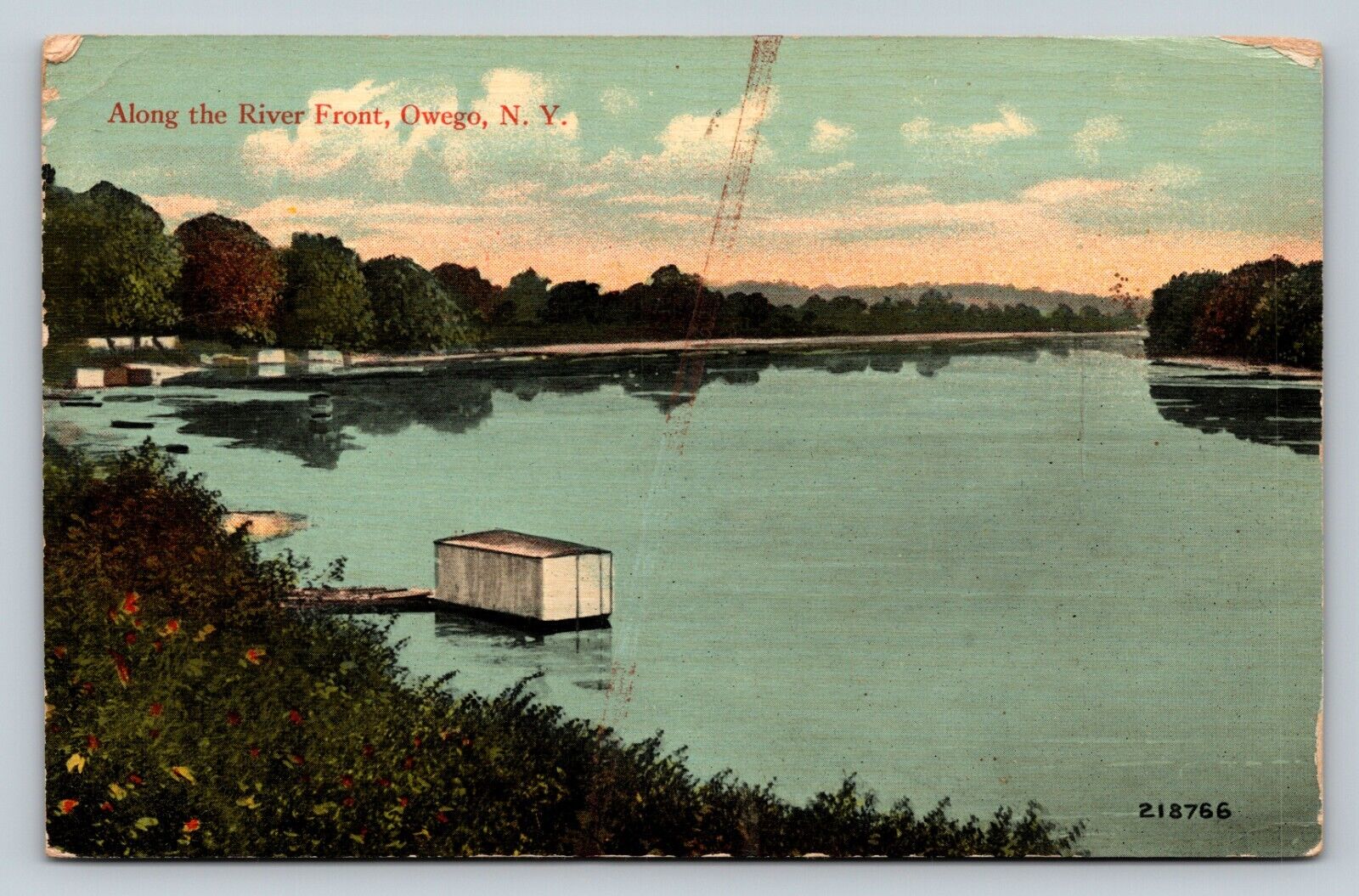 Along The River Front OWEGO NEW YORK VINTAGE Postcard
