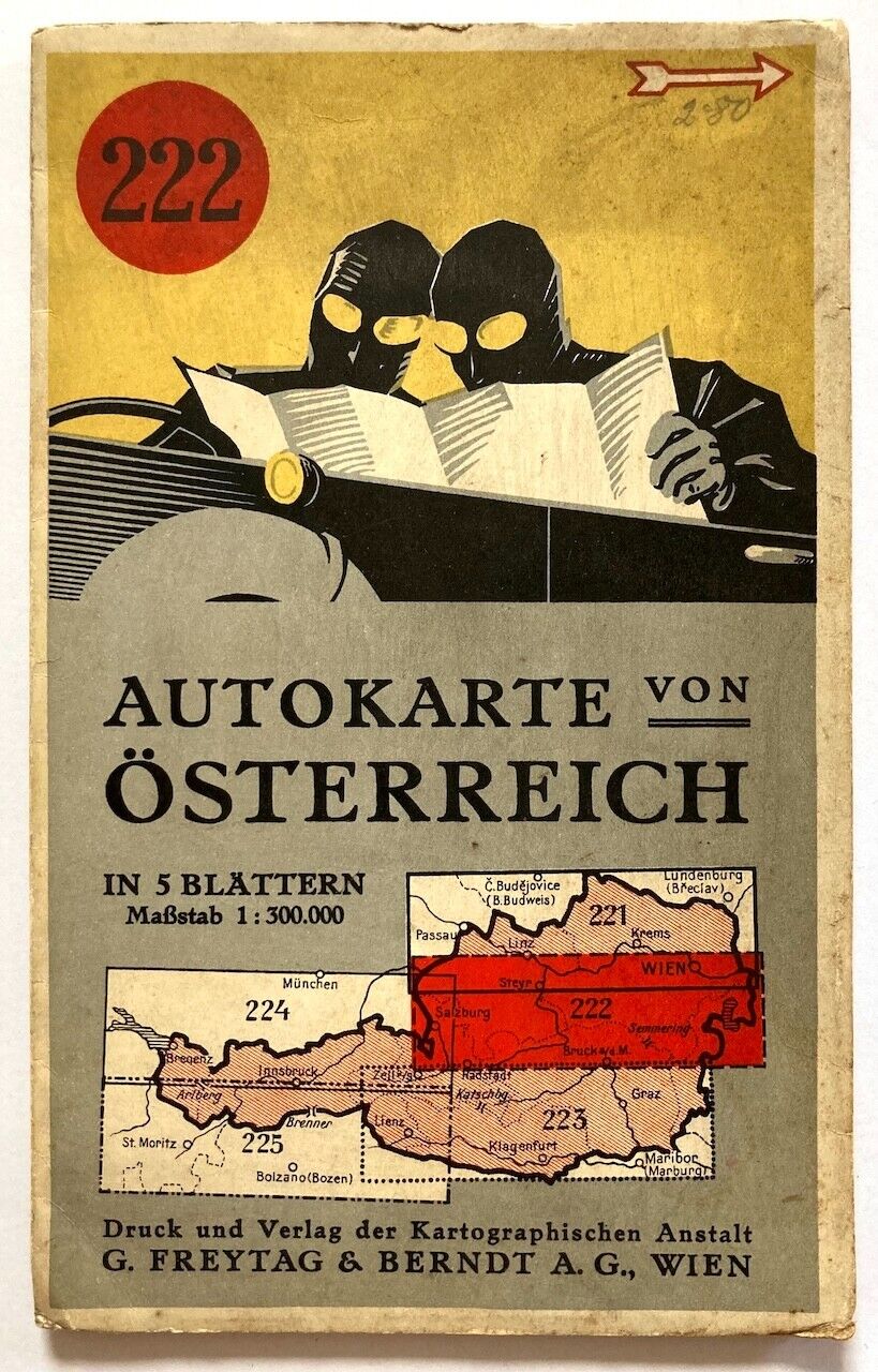 Original Vintage Map AUSTRIA - OSTERREICH - AUTOKARTE - CAR MAP - TRAVEL - 1930s