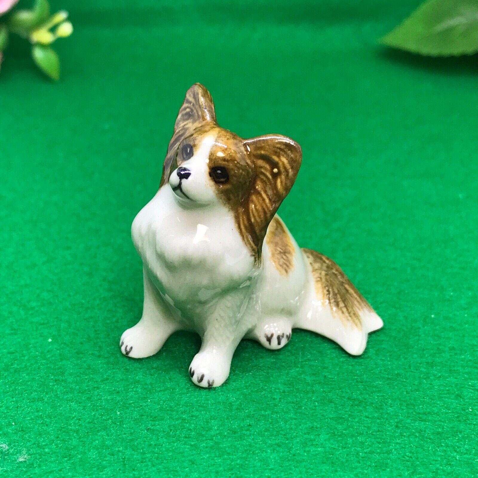 Tiny Dog Papillon Figurine Handpainted Miniature Gift For Decoration Collectible