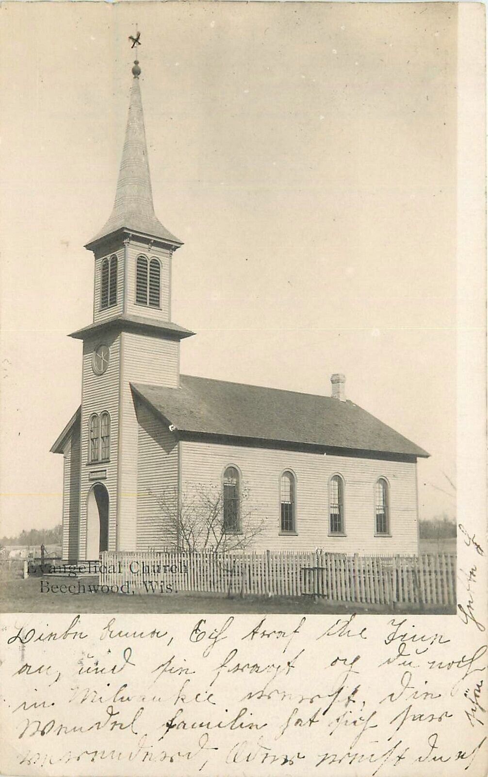 Postcard RPPC C-1906 Wisconsin Beechwood Evangelical Church 23-10594