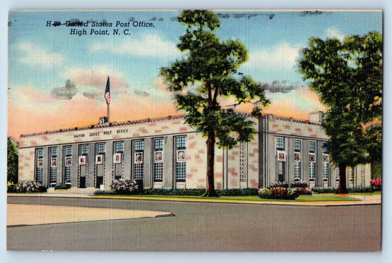 High Point North Carolina NC Postcard United States Post Office Building 1943