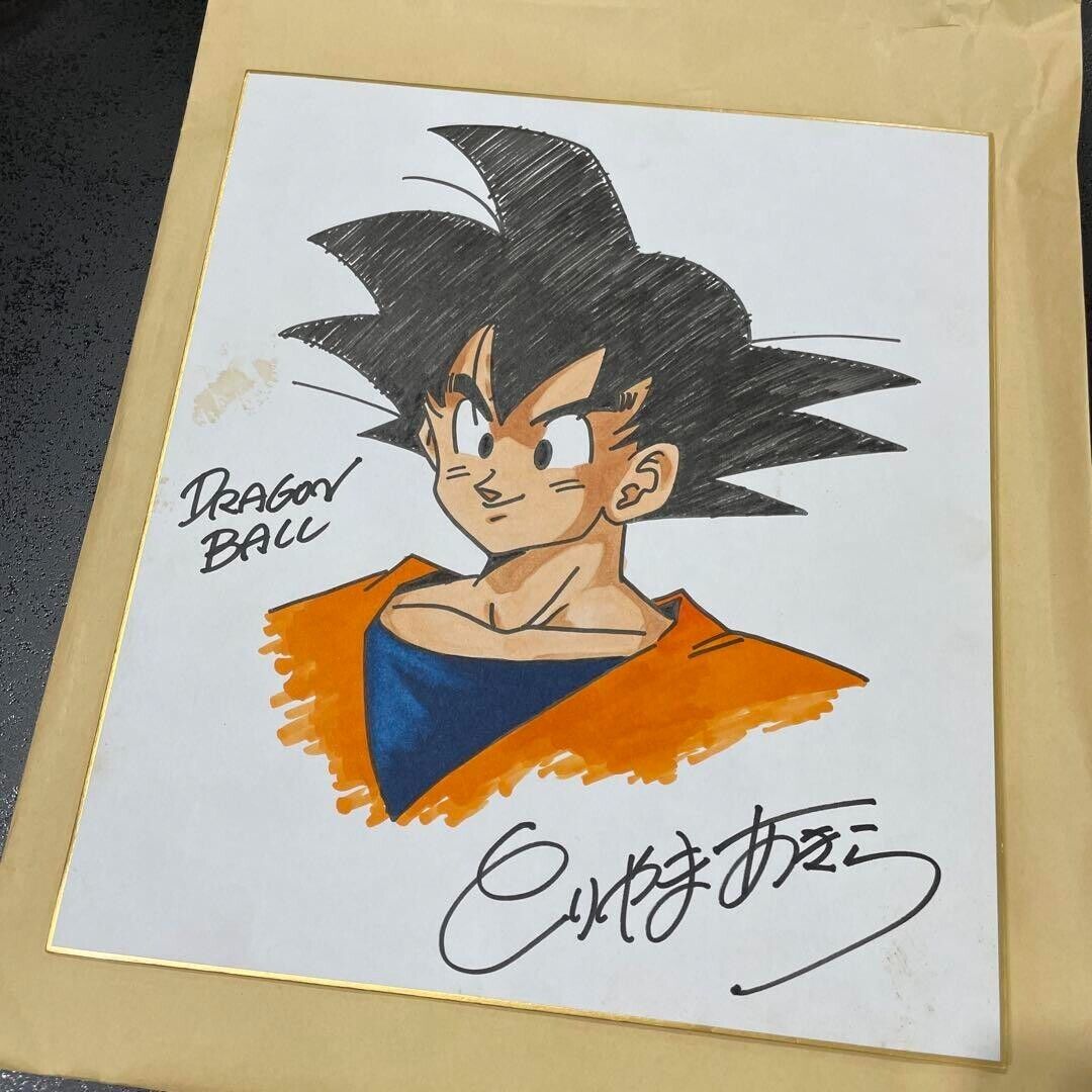 Rare Akira Toriyama\'s autographed colored paper Vintage Dragon Ball Son Goku JP