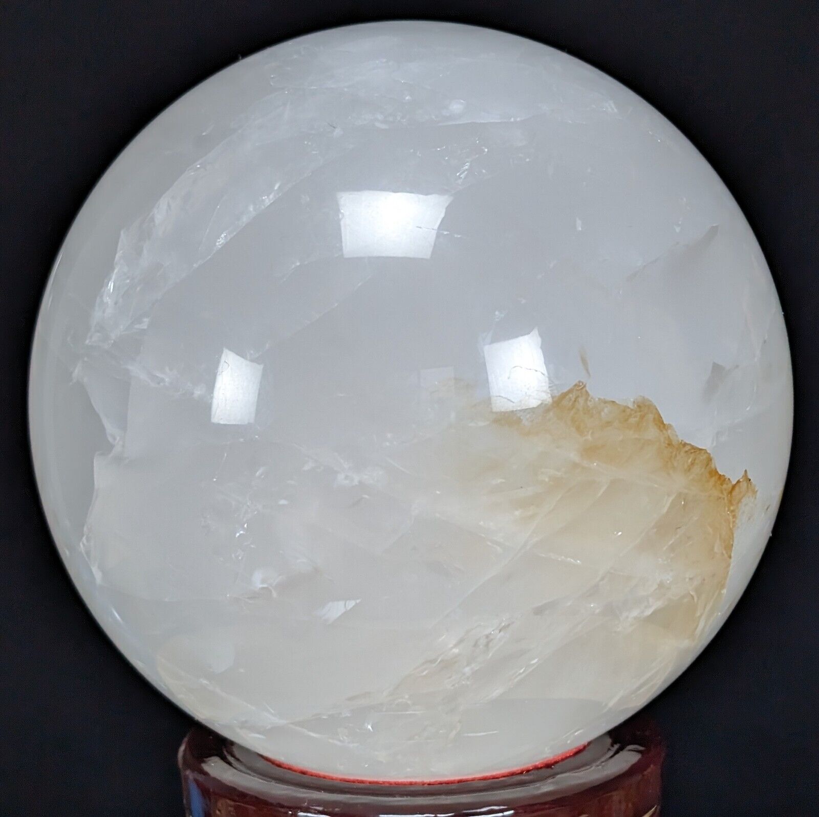 Clear Quartz Sphere Cloudy Golden Crystal Large Huge Big Orb Ball