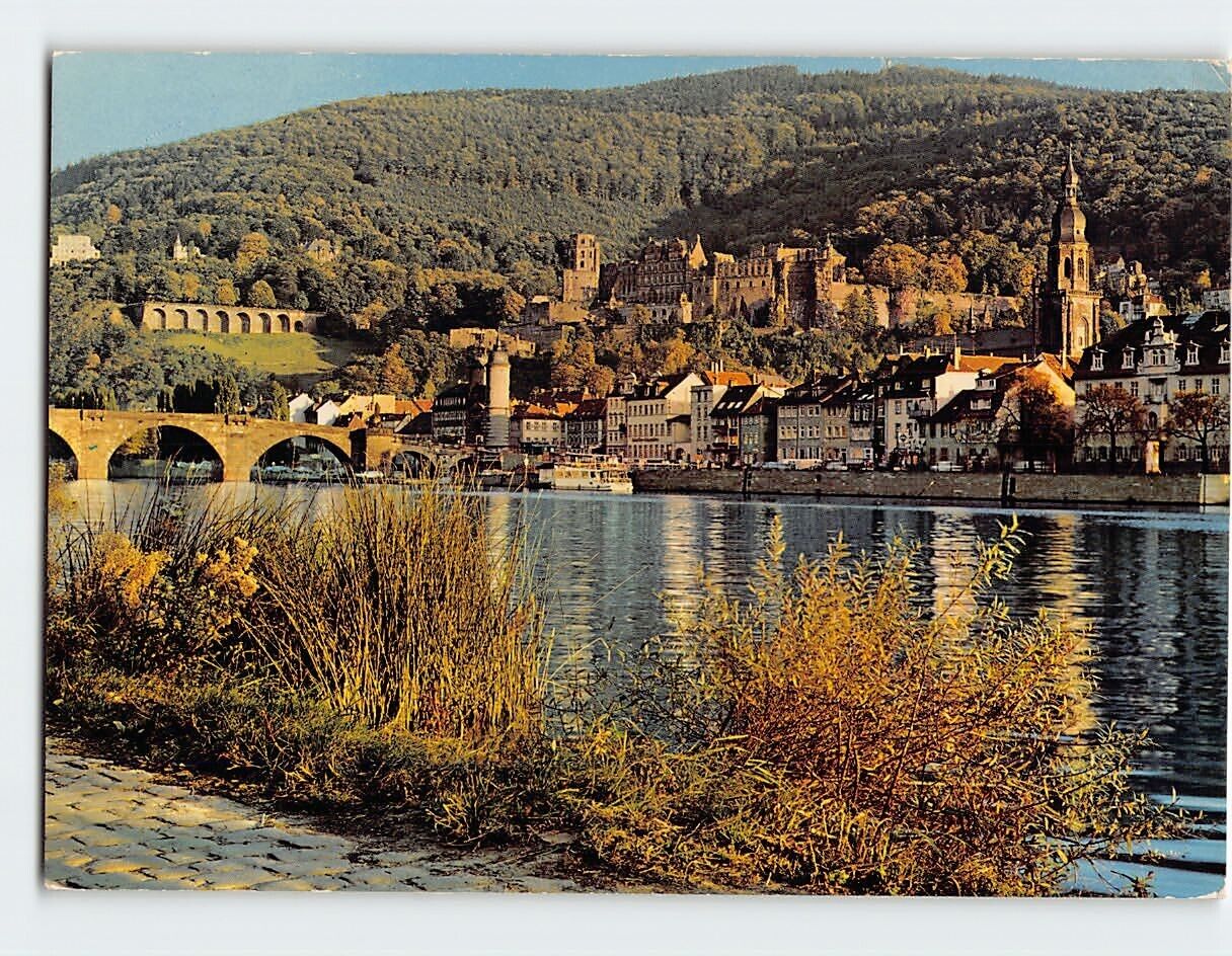 Postcard Castle and Old Bridge, Alt Heidelberg, Germany
