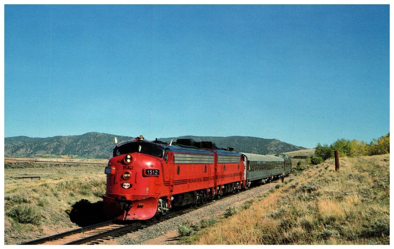 Mountain Diesel FP7 #1512 Passenger Train Albany Wyoming Ex Alaska RR Postcard