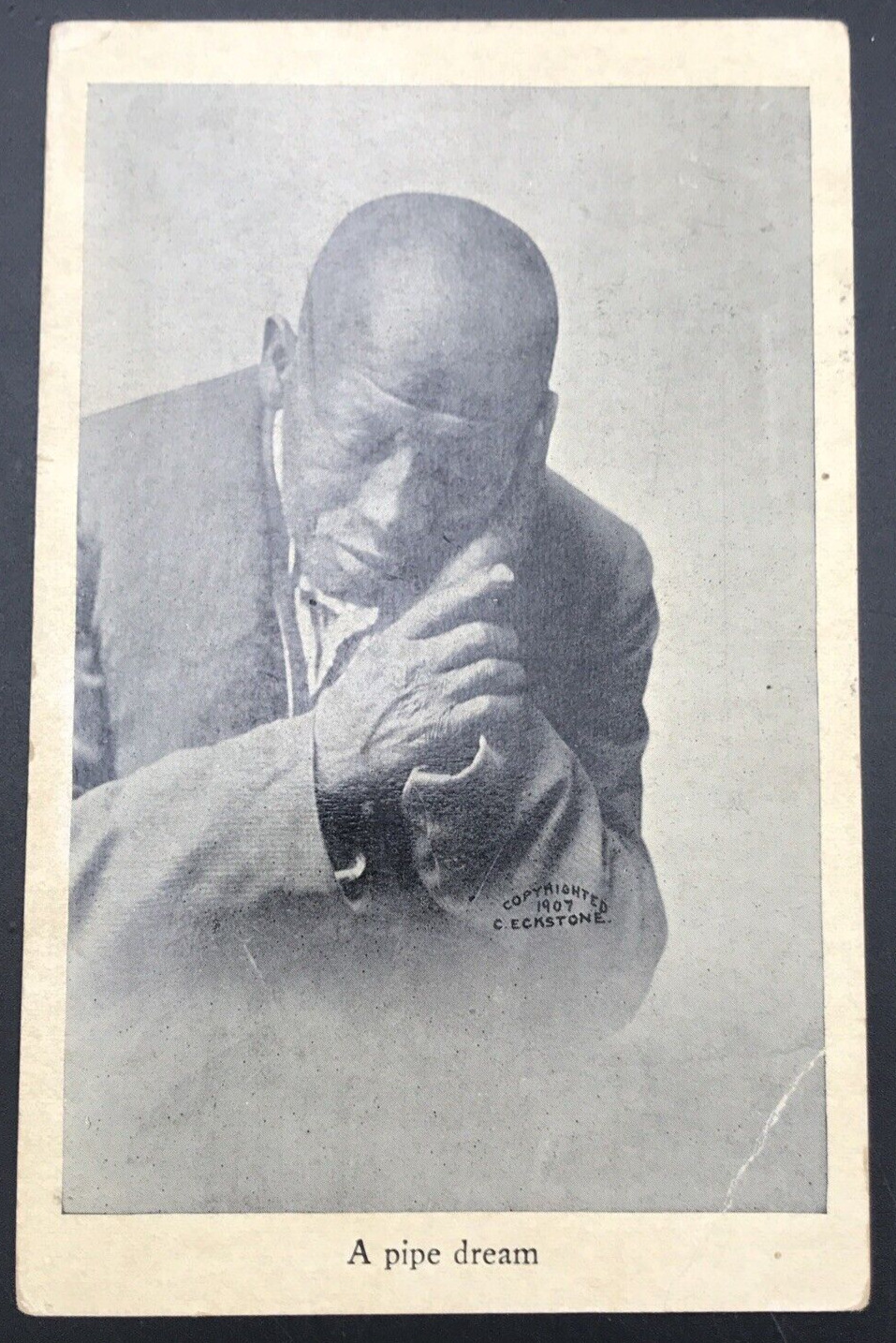 Antique 1907 C Eckstone A Pipe Dream Postcard African American Man Taking Nap