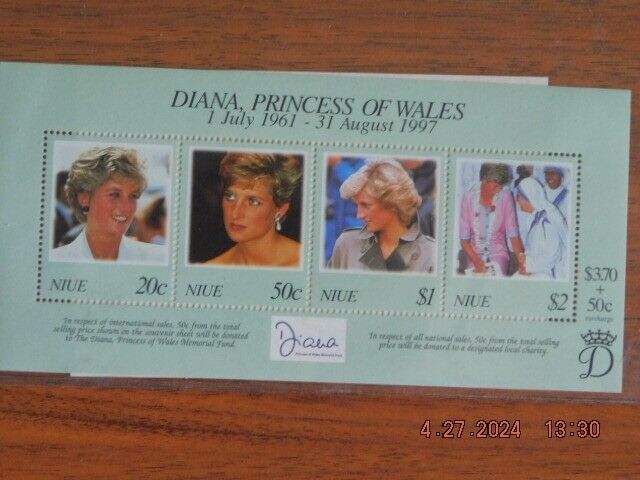 Princess Diana British Commonwealth Block Of 4 Legal Postage Stamps