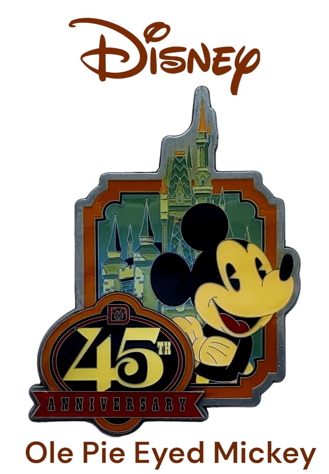 Disney 45th Anniversary Refrigerator Magnet Cinderella Castle Mickey Souvenir