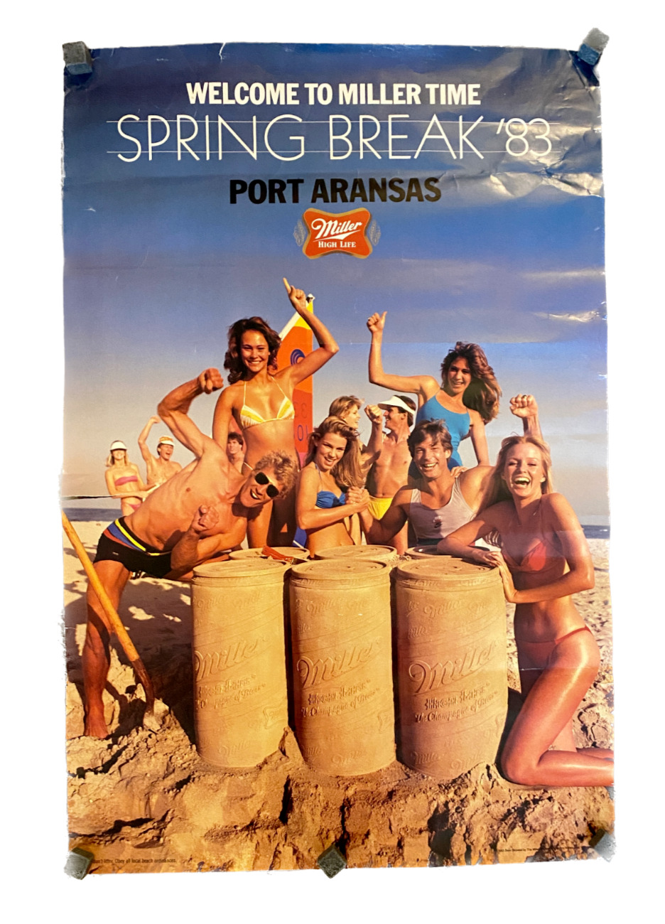 Miller High Life Vintage Poster Spring Break \'83 Port Aransas Beer Promotional
