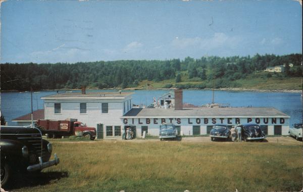 1953 Pemaquid Beach,ME Gilbert's Lobster Pound Lincoln County Maine Postcard