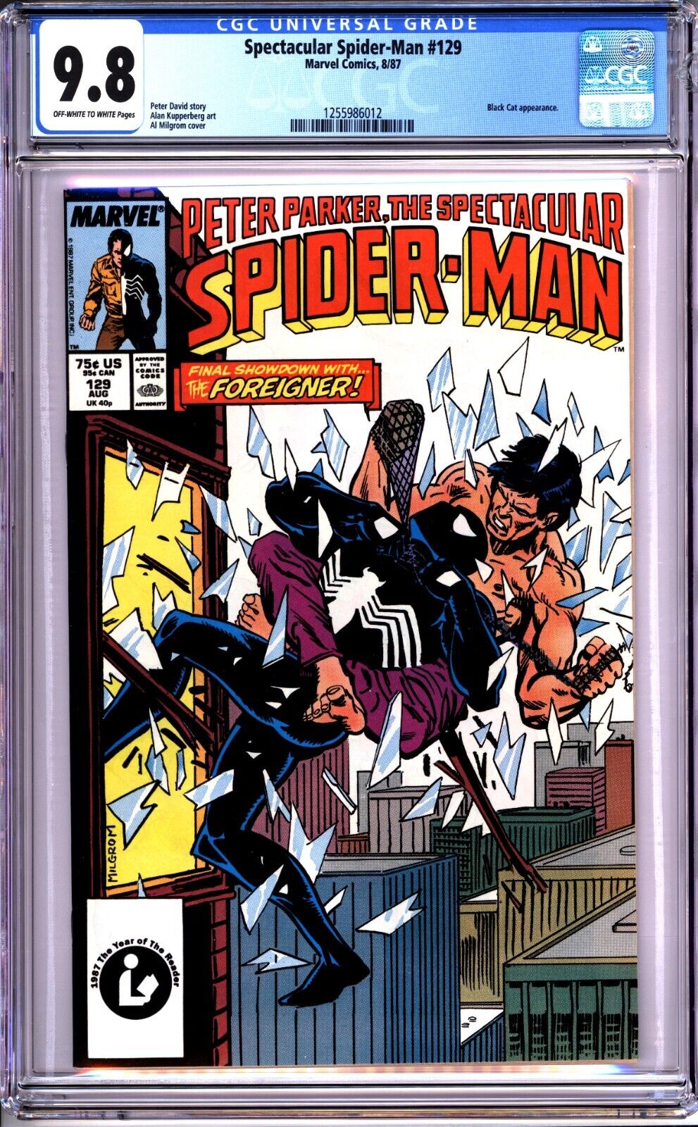 SPECTACULAR SPIDER-MAN #129- CGC 9.8 oWP - DIRECT EDITION - CRACKED CASE BARGAIN