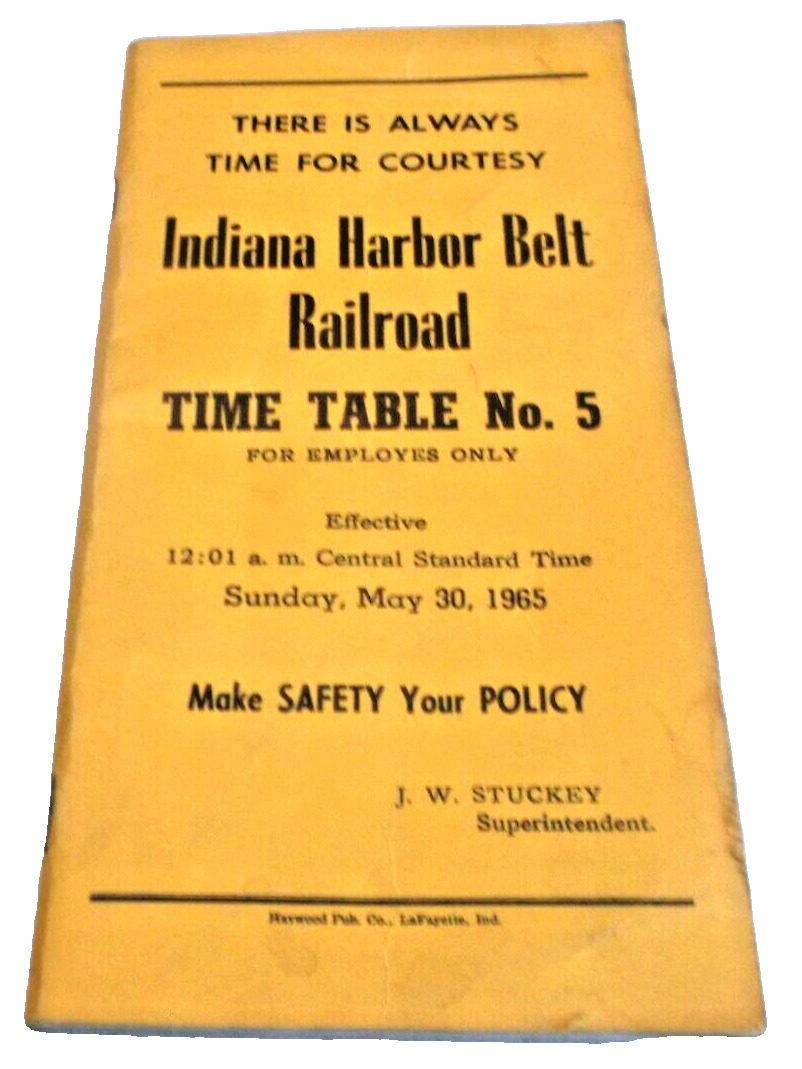 MAY 1965 INDIANA HARBOR BELT NEW YORK CENTRAL NYC  EMPLOYEE TIMETABLE #5