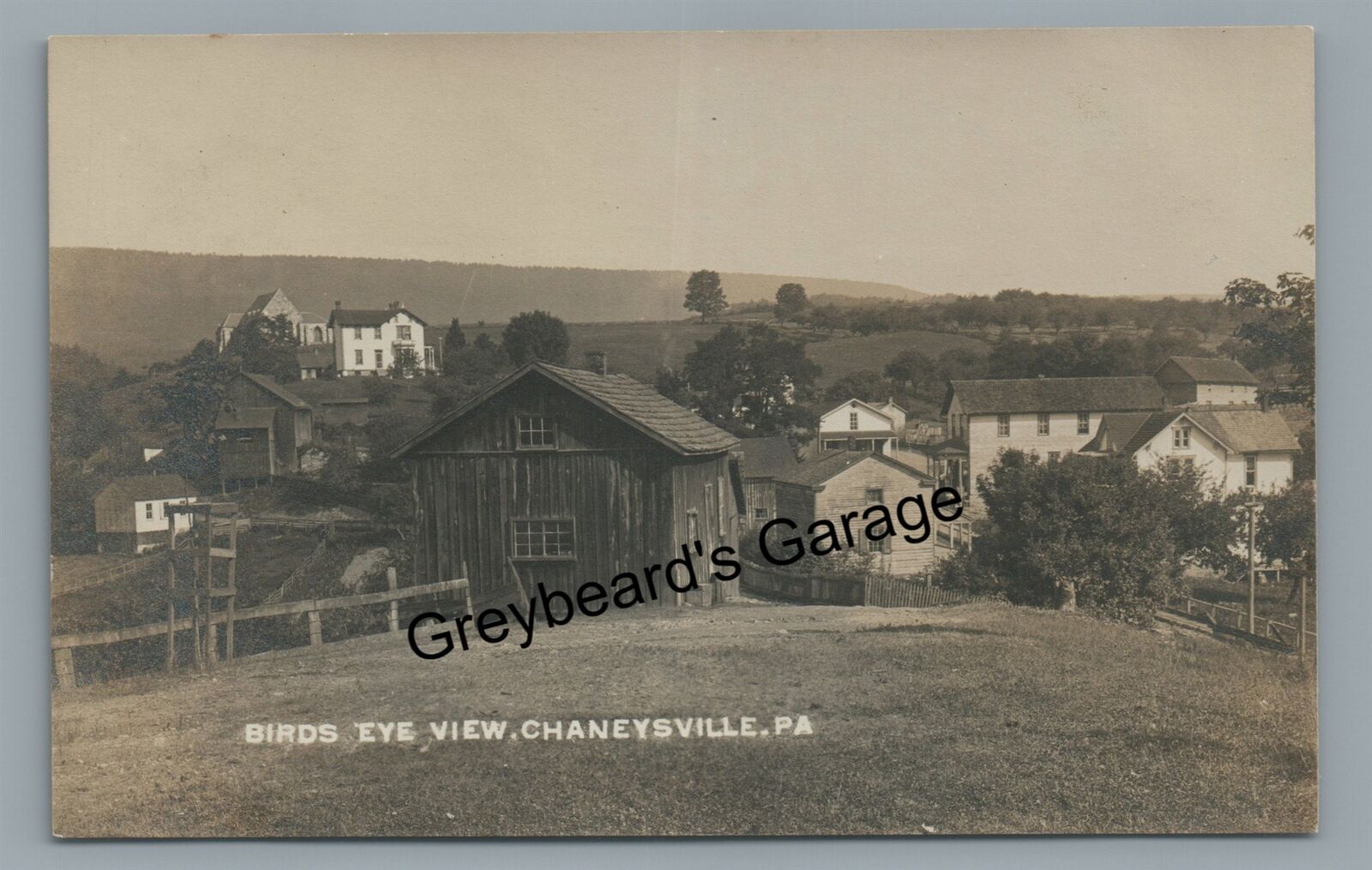 RPPC Birdseye Aerial View CHANEYSVILLE PA Bedford County Real Photo Postcard